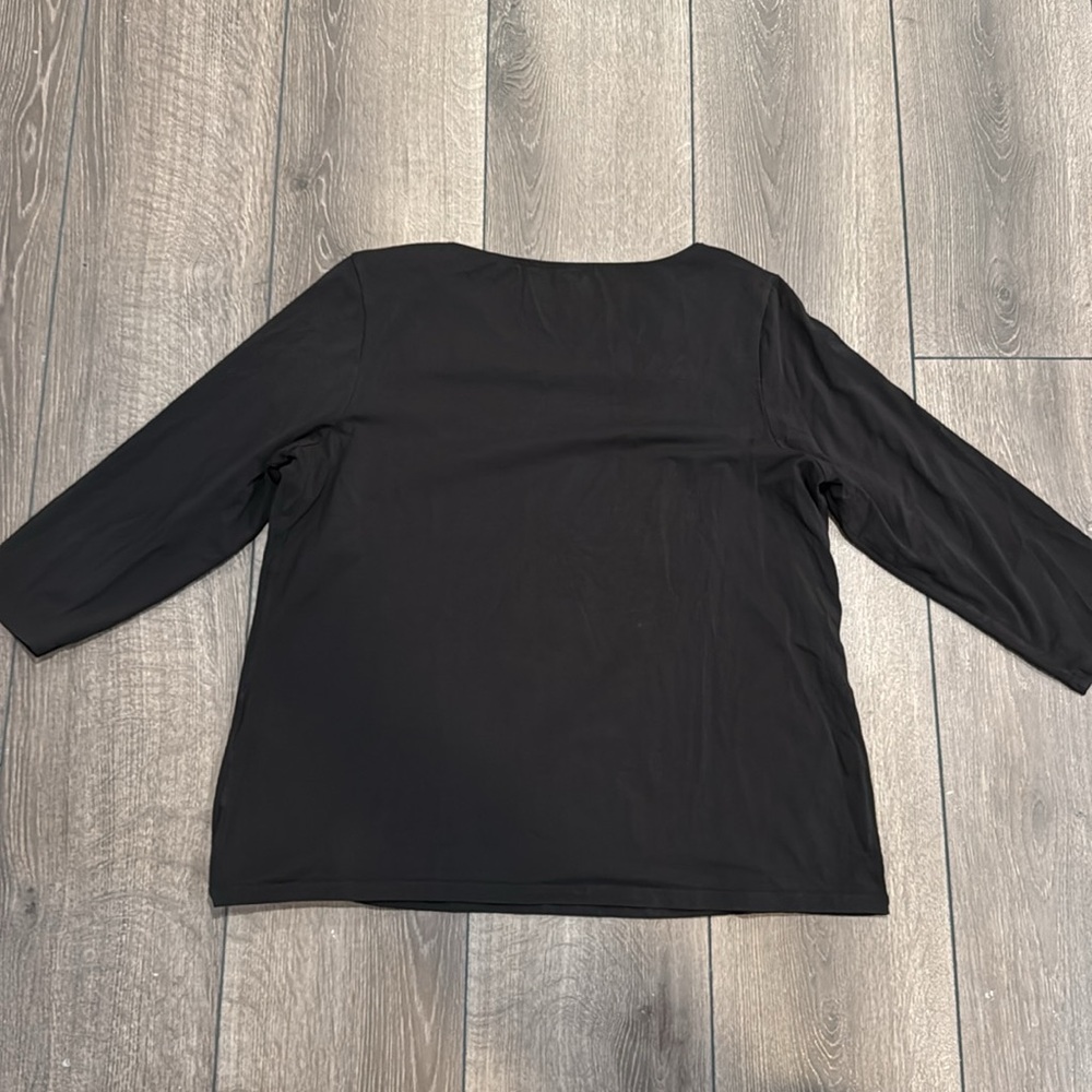 Black Chicos 3/4 Sleeve V Neck Long Sleeve Shirt Sz L - Picture 3 of 3
